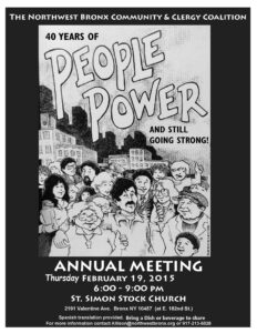 annual meeting poster (held in a Catholic Church)