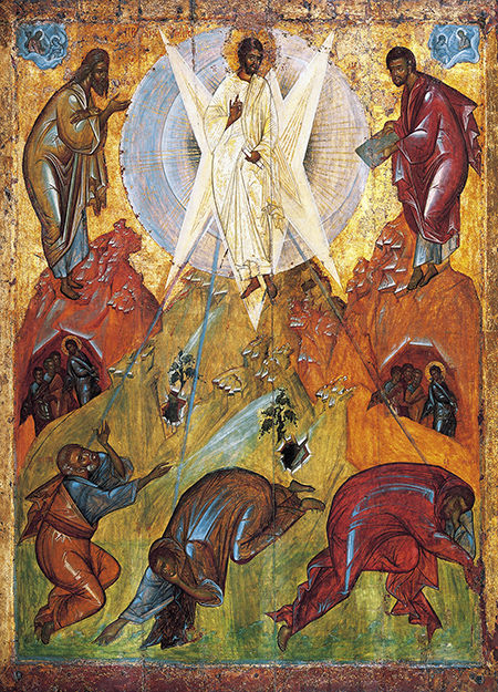 Traditional Icon of the Trasnfuguration shows the Glory of Jesus striking the Apostles -- notice that they appear to be dumbstruck!