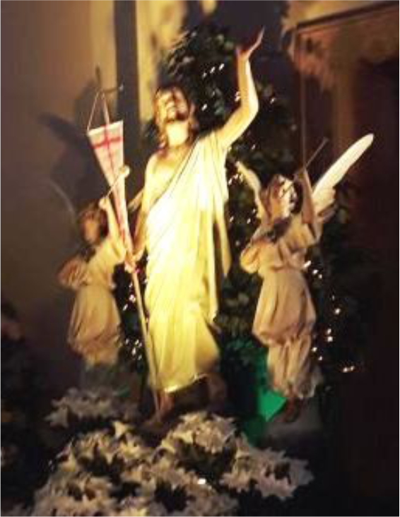 Statue of Risen Jesus with two angels